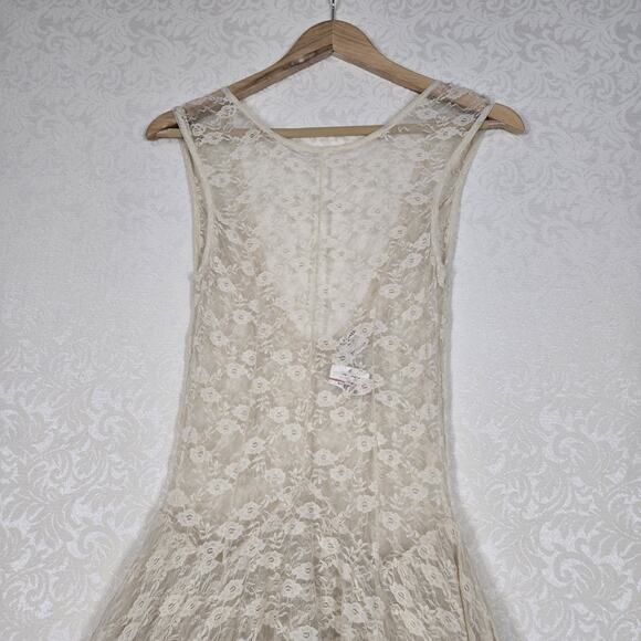 Intimately Free People French Courtship Sheer Lace Slip Dress XS Tea Fairy Boho - Picture 3 of 16